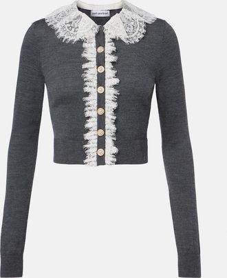 Self Portrait Lace-trimmed wool cardigan