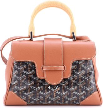 Goyard Saigon Top Handle Bag Coated Canvas with Leather Mini