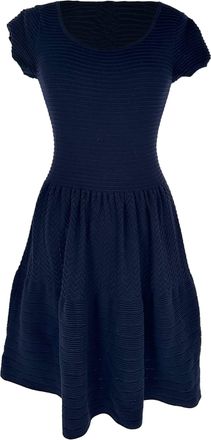 Sandro Sandro Scoop Neck Mini Dress in Navy Blue Cotton
