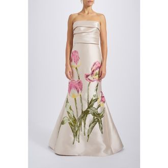 Amsale Sequin Appliqu&eacute; Gown in Champagne at Nordstrom, Size 2