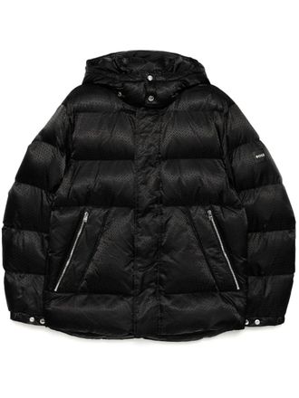 BOSS logo-patch padded jacket - Black