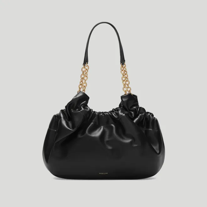 The Midi Miami in Black Smooth Leather Shoulder bag