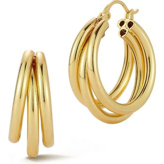 Glaze Jewelry Tripe Hoop Earrings in Gold at Nordstrom Rack