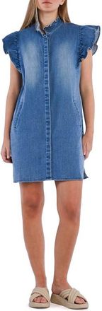 Wash Lab Denim Ruffle Denim Dress in Vintage Denim at Nordstrom, Size X-Small