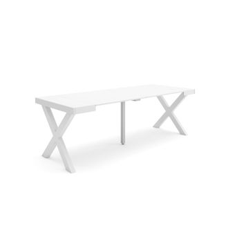Skraut Home Mesa Consola Extensible, Mesa Comedor Plegable, 220, Para 10 Comensales, Patas Madera Maciza, Estilo Moderno, Blanco - Skraut Home