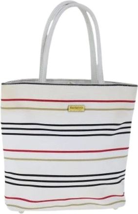 Burberry Pre-owned Tote Bags, female, White, Size: ONE SIZE Pre-owned Canvas Tote Bag