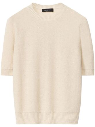 Fabiana Filippi Top verfraaid met pailletten - Beige