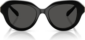Swarovski 50mm Small Round Sunglasses in Black /Dark Grey at Nordstrom