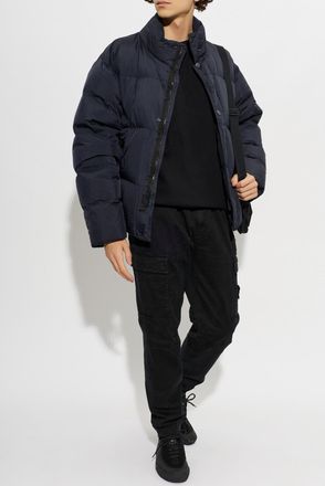Stone Island Down Jacket With Stand-up Collar, Mens, Navy Blue