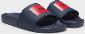 HUGO BOSS Mens HUGO Mens Timein Mens Slides with Logo Strap - Dark Blue 404 - Navy - Size: 11
