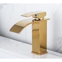 OEM Grifo De Cascada Lacado En Oro Para Fregaderos De Encimera De Agua Fr&iacute;a Y Caliente Y Armarios De Ba&ntilde;o Grifo Monomando Grifo De Lavabo Tipo Cascada Gri