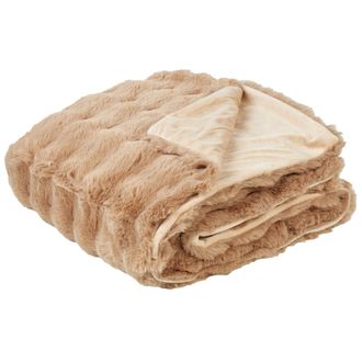 Beliani Beliani - Manta Ropa De Cama Moderna De Poli&eacute;ster Imitaci&oacute;n De Piel De Conejo Peluda Dormitorio Marr&oacute;n 150 X 200 Cm Salka