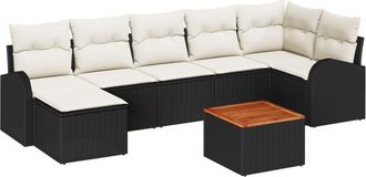 vidaXL Vidaxl - Garden Sofa Set 8 pcs Black, white