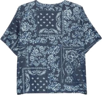 Emporio Armani Bandana Print Chambray Blouse - Dames - Overhemden - Blauw - 2XS - Katoen - Overhemden
