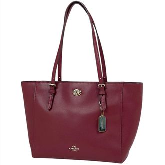 Coach Red Color Leather Tote Bag (Pre-Owned)