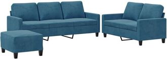 vidaXL Vidaxl - Juego De Sof&aacute;s Con Cojines 3 Piezas Terciopelo Azul
