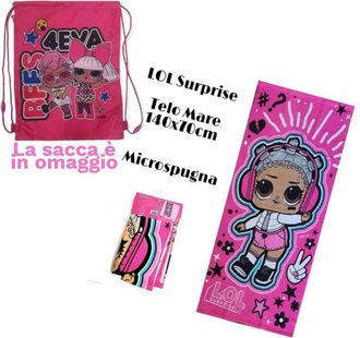 Trade Shop Trade Shop - Telo Mare In Cotone Lol Surprise + Sacca In Omaggio Asciugamano Mare Piscina Lol