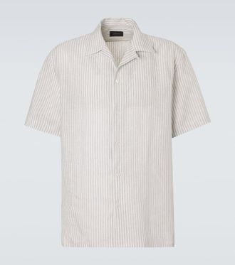 Brioni Striped linen bowling shirt
