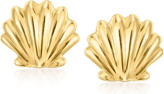 RS Pure by Ross-Simons Italian 14kt Yellow Gold Seashell Stud Earrings