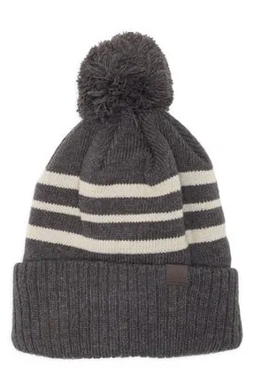 Rainforest Stripe Pom Knit Beanie in Charcoal/Heather Combo at Nordstrom Rack