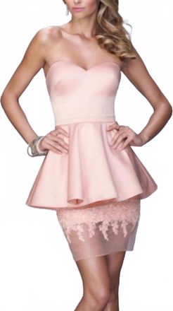 La Femme Sweetheart Neckline Satin Dress In Blush