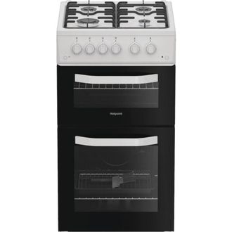 Hotpoint HTG5GCW - White Twin cavity Gas Cooker - 59L - A+ Energy