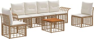 vidaXL Conjunto De Sof&aacute;s De Exterior 7 Uds. 6 Plaza Natural Y Crema Vidaxl