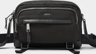 BOSS Mens Black crossbody bag with straps