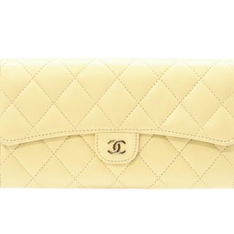 Chanel Yellow Leather Long Wallet (Bi-Fold) (Pre-Owned)