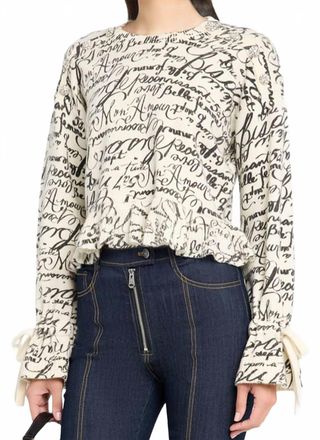 Cinq &agrave; Sept Cropped Love Journal Sweater In Ivory/black