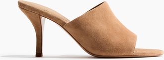 H&M Ledersandaletten mit Absatz - Dunkelbeige