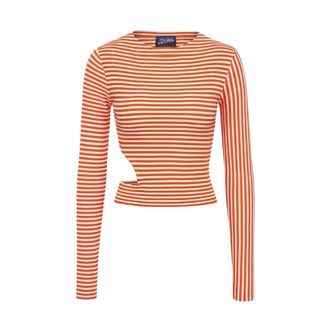Jean Paul Gaultier Body, female, Multicolor, Size: XS Striped Asymmetric Bodysuit