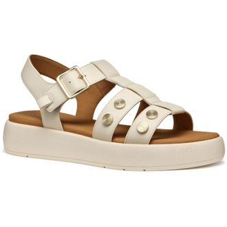 Geox D CAMALEI Synthetic Polyurethane WoMens Papyrus Sandals - White - Size UK 7.5