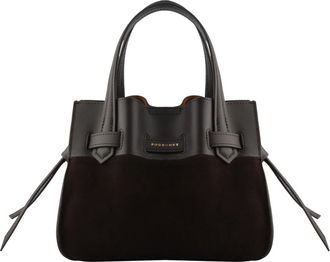 Pourchet Blossom Suede Leather Medium Satchel - Dames - Handtassen - Bruin - ONE Size - Leer - Tassen