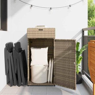 Berkfield Home Garden Storage Cabinet Beige 55x55x111 cm Poly Rattan | Size: 55 x 55 x 111 cm