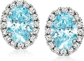 Grown Brilliance 2.50 Carat Halo Oval Cut Lab Grown Diamond Stud Earrings in 14K White Gold, VS1 Clarity, Gift Box Included