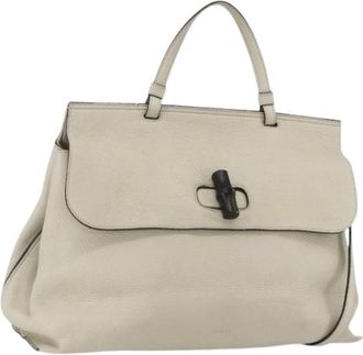 Gucci Pre-owned Handbags, female, White, Size: ONE SIZE Pre-owned Vintage Leather Handbag