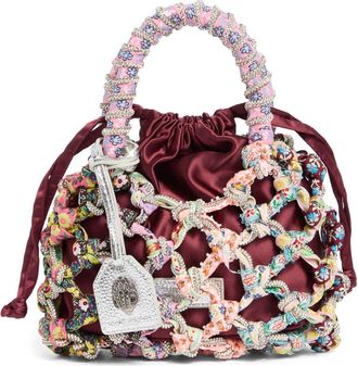 Kurt Geiger Small Crystal Macramé Bag in Open Red at Nordstrom