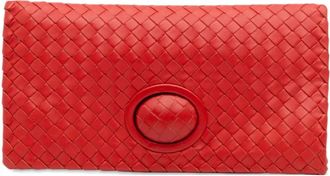 Bottega Veneta 2012-2025 Nappa Intrecciato Turn Lock clutch bag - women - Nappa Leather - One Size - Red