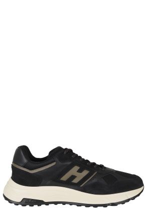 Hogan Black Hyperlight Smooth Leather Suede Rubber Sole Sneakers