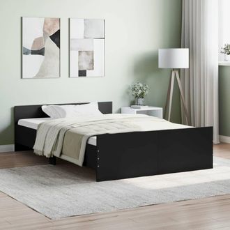Berkfield Home Bed Frame with Headboard & Footboard Black 120x200 cm | Size: Small Double