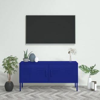 Berkfield Home TV Cabinet Navy Blue 105x35x50 cm Steel | Size: 105 x 35 x 50 cm
