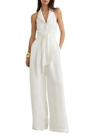 Reiss Taya Wide Leg Jumpsuit in Ivory at Nordstrom, Size 10 Us