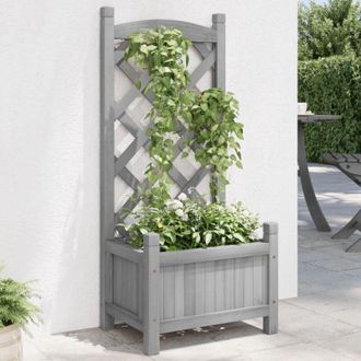 vidaXL Vidaxl - Jardinera Con Enrejado Madera Maciza De Abeto Gris