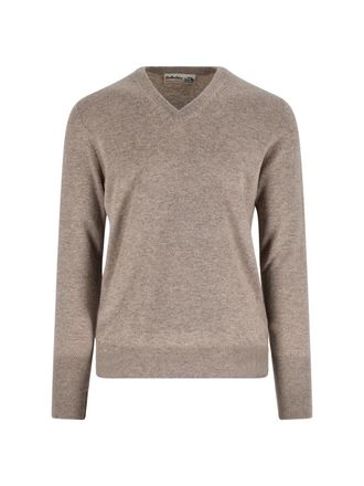 Ballantyne Beige V-Neck Cashmere Sweater