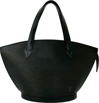 Louis Vuitton Black Leather Handbag Tote Bag (Pre-Owned)