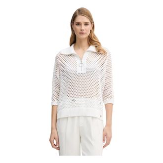 Joseph Ribkoff Truien & Vesten, Dames, Wit, S, Polyester, Boxy Sweater Knit Met Zipped Halslijn