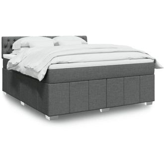 vidaXL Vidaxl - Cama Box Spring Con Colch&oacute;n Tela Gris Oscuro 180x200 Cm