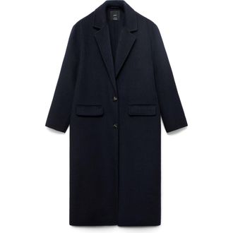 Mango Wool Blend Overcoat in Dark Navy at Nordstrom Rack, Size X-Small