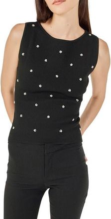 endless rose Jewel Embellish Sleeveless Top in Black at Nordstrom, Size X-Large